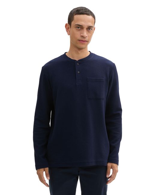 Tom Tailor Longsleeve mit Struktur,10668 - Sky Captain in Blue für Herren