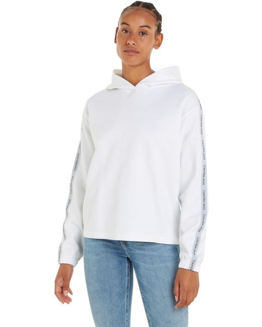 Jeans Sudadera con Capucha Mujer Calvin Klein de color White