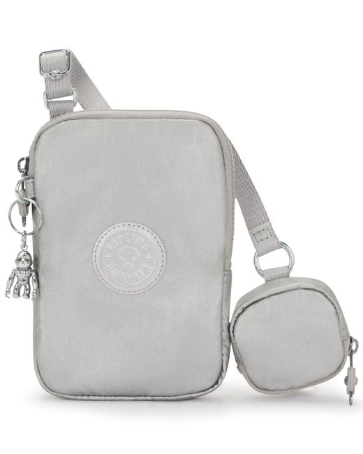 Kipling Elvin Bright Metallic Crossbody Bag in Gray | Lyst