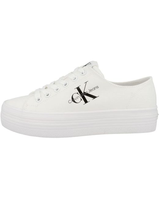 Calvin Klein White Vulc Flatform Essential Mono Sneaker