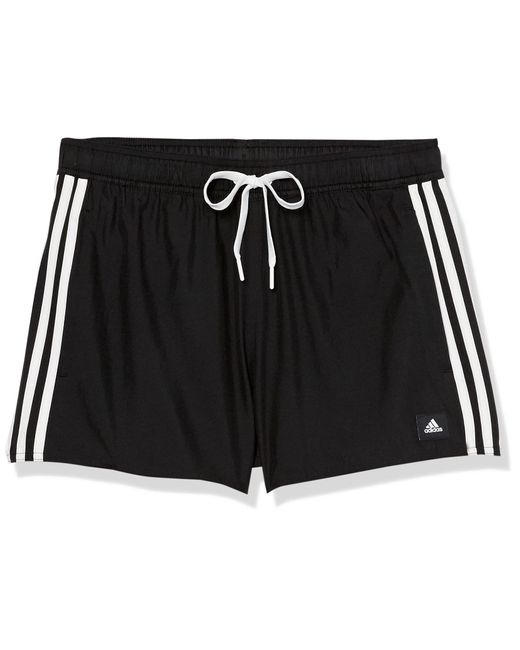 Adidas Black Standard 3-stripes Classics Swim Shorts for men