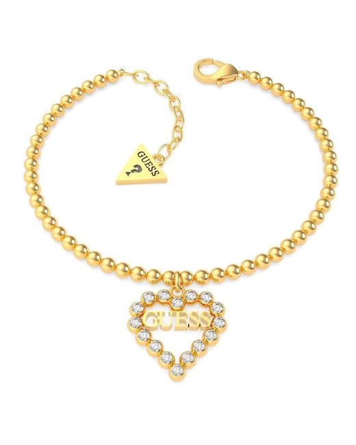 Guess Armband Herz Romantik UBB70087-S Gold Edelstahlkugeln Swarovski  Herz-Logo plattiert in Mettallic - Sparen Sie 25% | Lyst DE