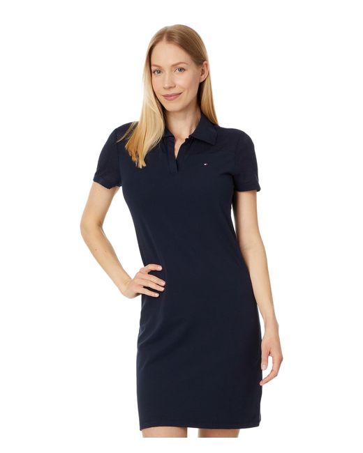 Tommy Hilfiger Blue Short Sleeve Collared Polo Dress Casual