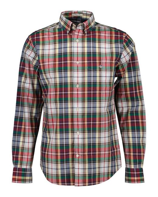 Gant Blue Reg Poplin Tartan Check Shirt for men