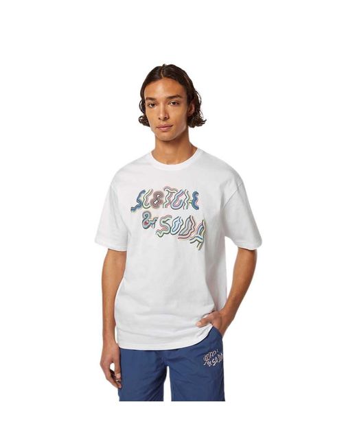 Scotch & Soda White Relaxed-fit Front Artwork T-shirt for men