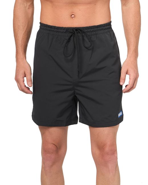 HUGO Black Relaxed Fit Small Logo Smooth Shorts Casual for men