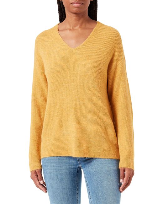 Vero Moda Yellow Vmcrewlefile Ls V-neck Blouse Noos Sweater