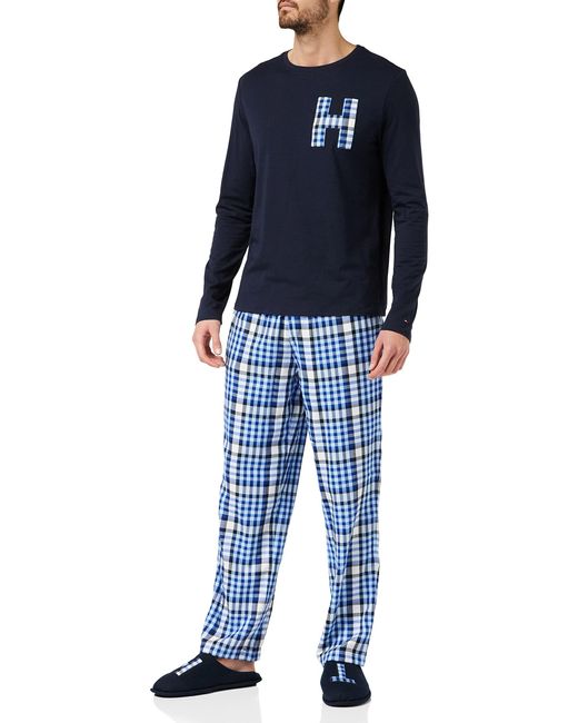 Tommy Hilfiger Blue Pant Flannel Slipper Set Giftpack for men