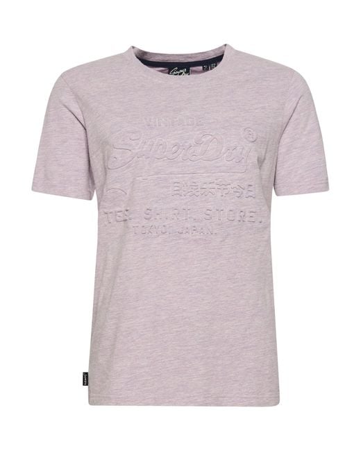 Superdry Pink Vintage Logo Emboss Tee Shirt