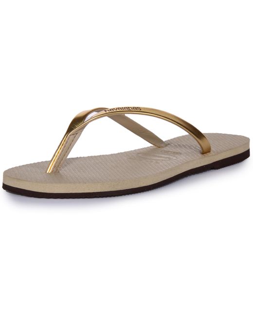 Havaianas Brown , , You Metallic, City Sandals, Sand Grey/light Golden, 4.5/5 Uk