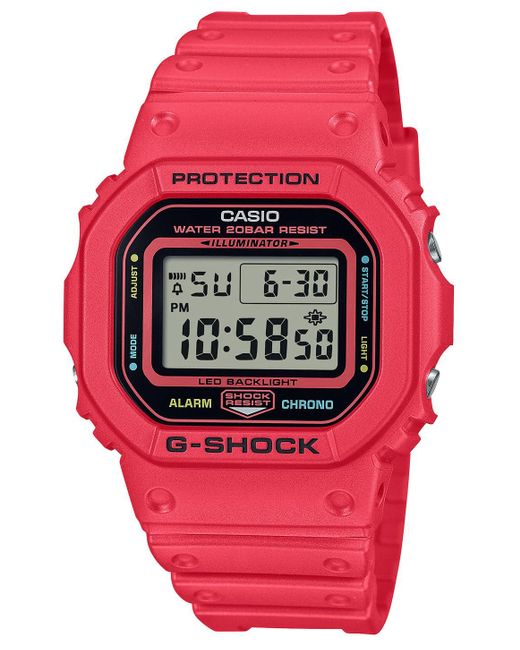 Orologio Digitale al Quarzo Uomo con Cinturino in Plastica DW-5600EP-4ER di G-Shock in Red da Uomo
