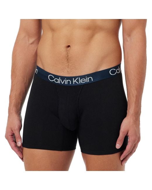 Hombre Pack de 3 calzoncillos bóxer tejido elástico Calvin Klein de hombre de color Black