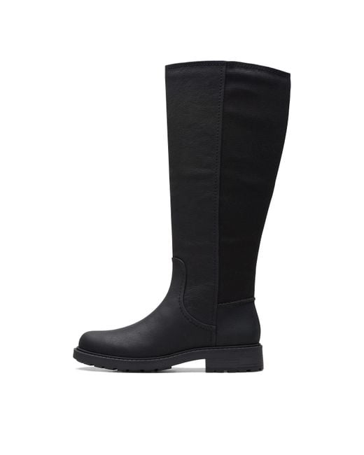 Clarks Denim Opal Glow Knee High Boot in Black Leather (Black) Save