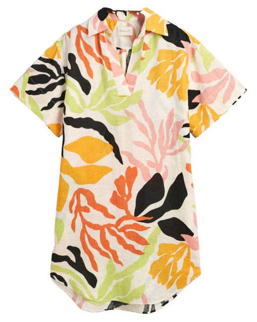 Gant Multicolor REL Palm Print SS Linen Caftan Kleid