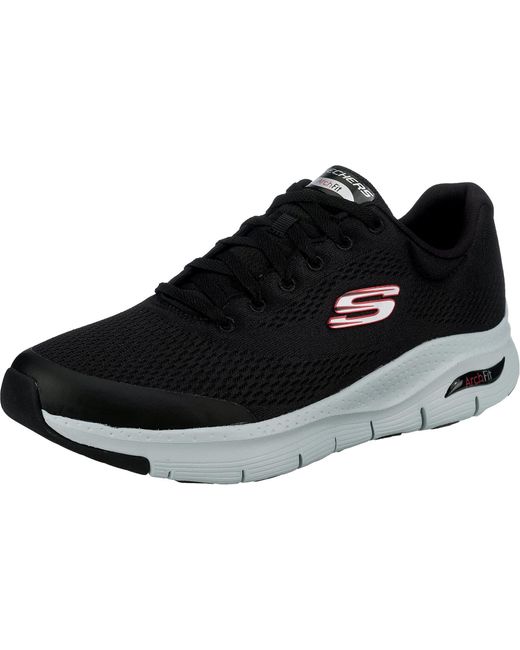 Skechers Arch Fit Sneaker,black Textile/synthetic/red Trim,9 Uk for men