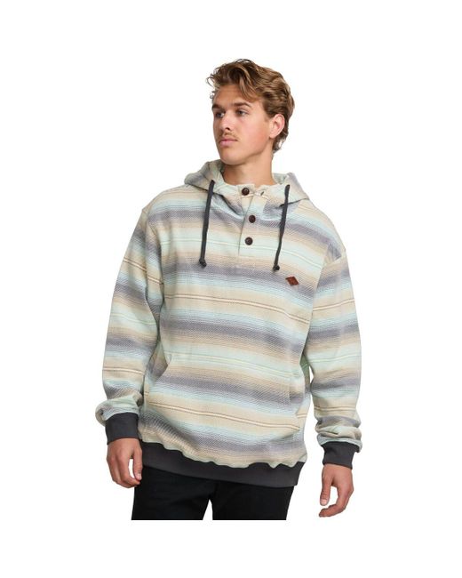 Billabong Gray Rancho Henley Pullover Hooded Flannel for men
