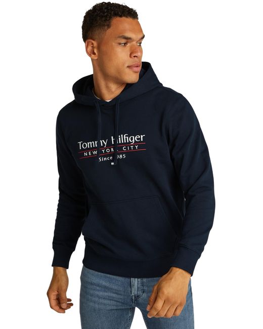 Tommy Hilfiger Hilfiger Center Stack Hoody Mw0mw38672 Pullover Hoodie in het Blue voor heren