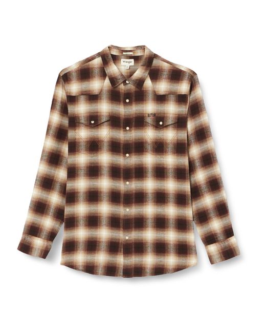 Wrangler Brown Ls Western Shirt for men