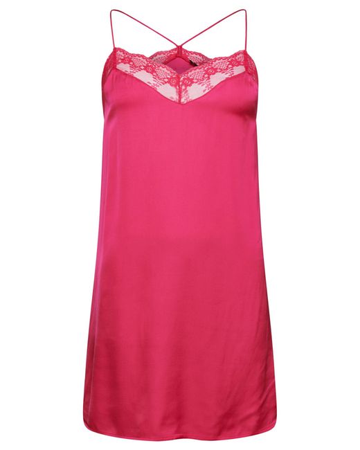 Satin Cami Mini Slip Dress W8011420A Hot Pink 14 Mujer Superdry