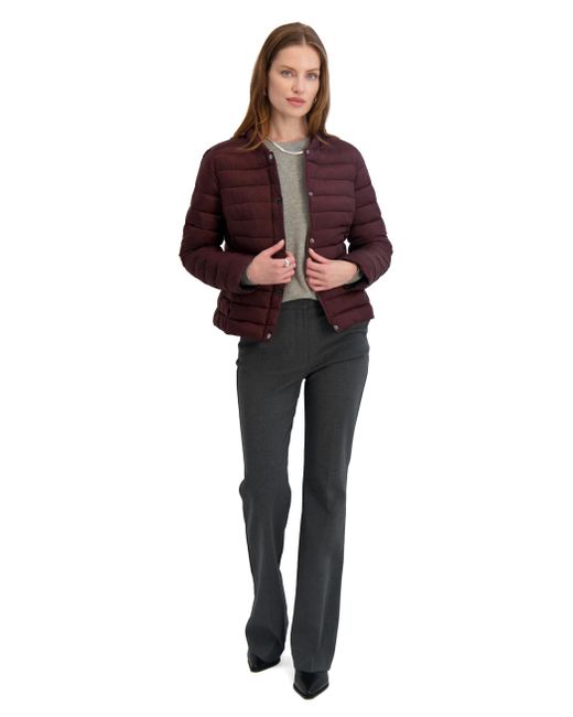 Tahari Red Lightweight Quilted Jacket With Snap Closure