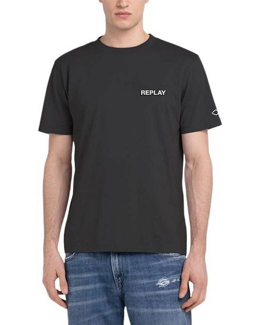 T-Shirt en Coton à ches Courtes pour s Replay en coloris Black