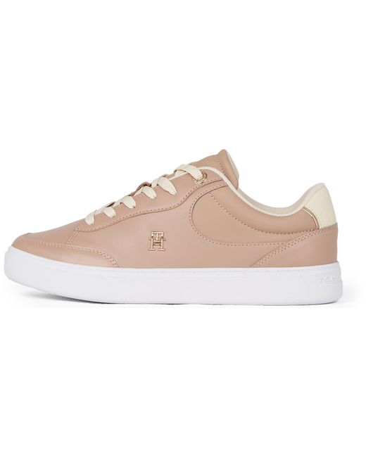 Tommy Hilfiger Black Essential Chic Leather Court Trainers