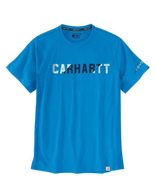 Carhartt Blue Force Relaxed Fit Midweight Short Sleeve Block Logo Graphic T-shirt for men