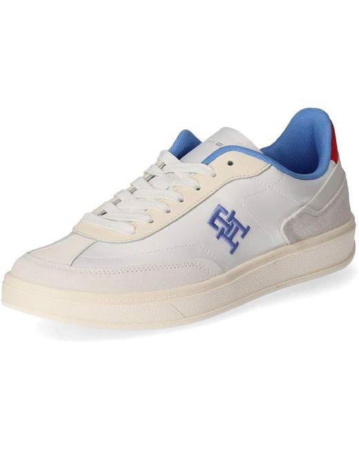 Tommy Hilfiger Black Low Trainers White Leather/textile Mix
