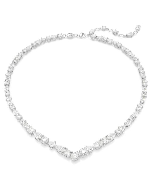 Collana mesmera, taglio misto, bianca, placcato rodio di Swarovski in Metallic
