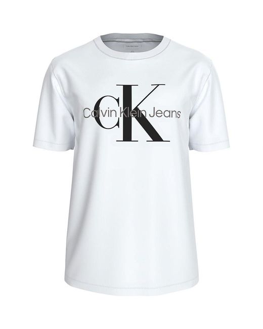 Calvin Klein Seasonal MONOLOGO Tee J30J320806 Kurzarm T-Shirts in White für Herren