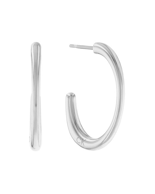 Calvin Klein White Jewelry Stainless Steel Hoop Earrings