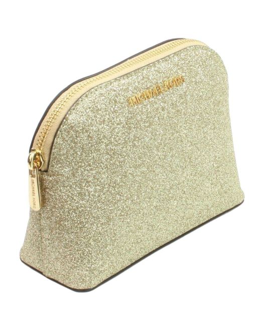 Michael Kors Make Up Bag Cosmetic Case Travel Pouch Glitter Leather in  Metallic | Lyst UK