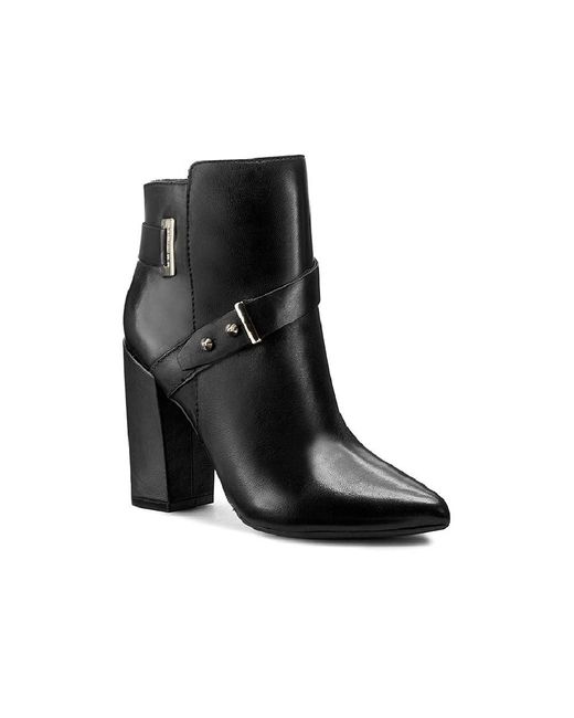 Guess Leer , Fl4hlo; Modieuze Laarzen, Leer, Hak 10 Cm, Zwart., 40 Eu in  het Zwart - Lyst