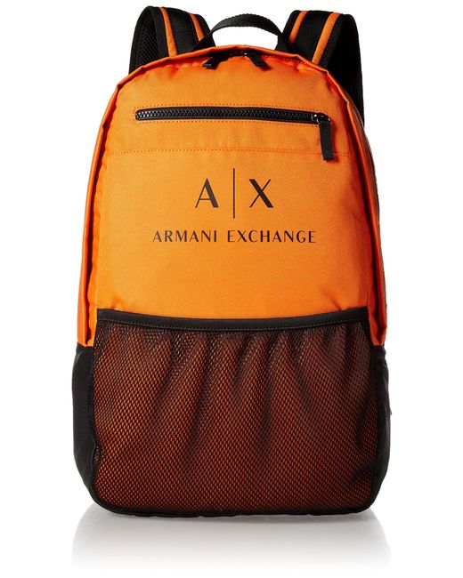 Emporio Armani Stoff mit Logo Rucksack in Orange für Herren