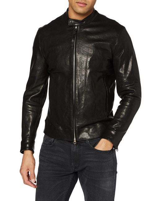 Replay Black M8157 .000.84142 Leather Jacket for men