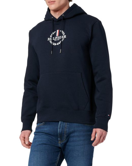 Tommy Hilfiger Global Streep Wreath Tee Hoody Mw0mw41421 in het Blue voor heren