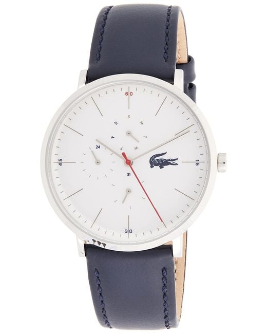 Lacoste Blue Moon Ultra Slim Quartz Stainless Steel And Leather Strap Watch for men