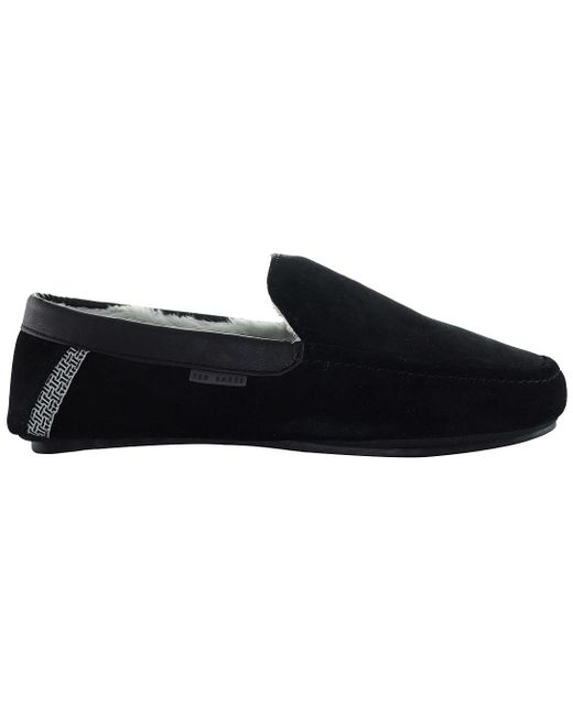 Ted Baker Vallant Moccasin Slip-on Black Suede Leather S Slippers for men