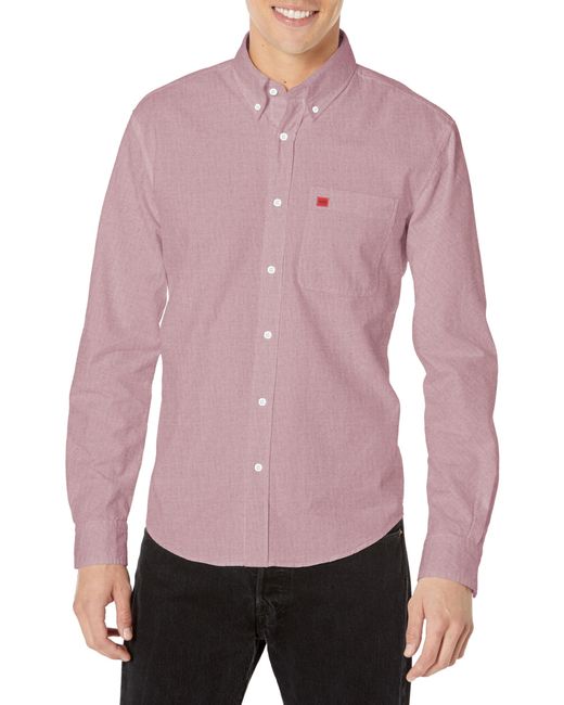 HUGO Purple Slim Fit Long Sleeve Oxford Button Down Shirt for men