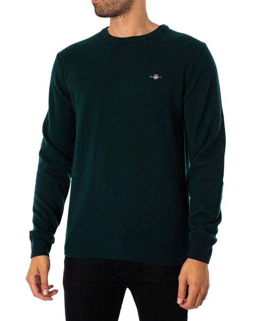 Uomo Felpa in Lana d'Agnello Superfine di Gant in Green da Uomo