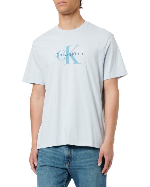 Calvin Klein T-Shirt Kurzarm Monologo Tee aus Baumwolle in Blue für Herren