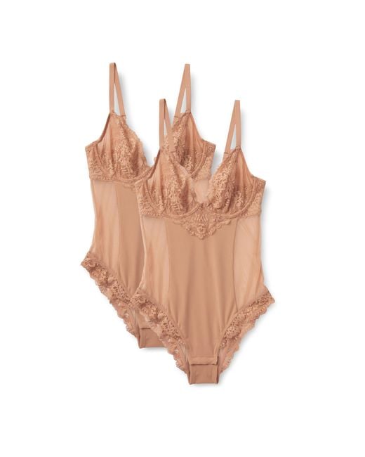 Body à Armatures en Dentelle Galonnée Extensible Amazon Essentials en coloris Brown