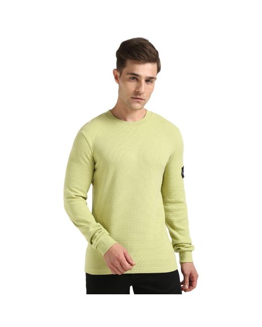 Calvin Klein Jeans Badge Wafel Ls Tee J30j323485 L/s T-shirt in het Green voor heren