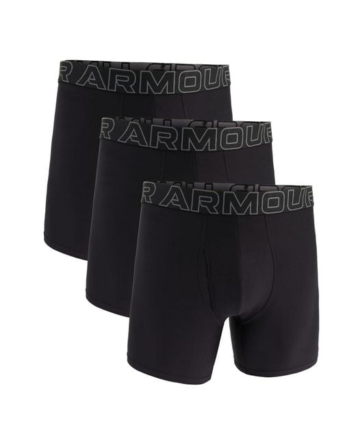Under Armour Performance Tech 6" 3 Pack Solid Boxer Briefs in Black für Herren