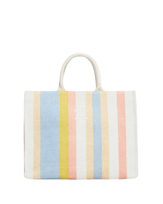 Tommy Hilfiger White Shopper / Bath Bag Stripes Multi-coloured