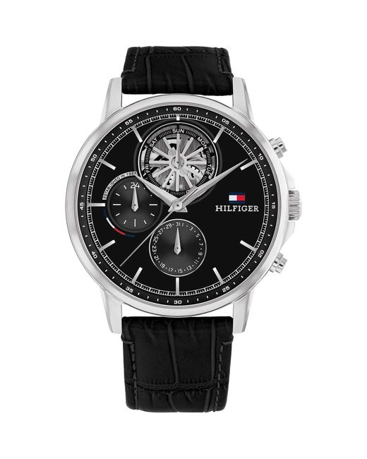 Tommy Hilfiger Black Analog Quartz Watch With Leather Strap 1710605 for men