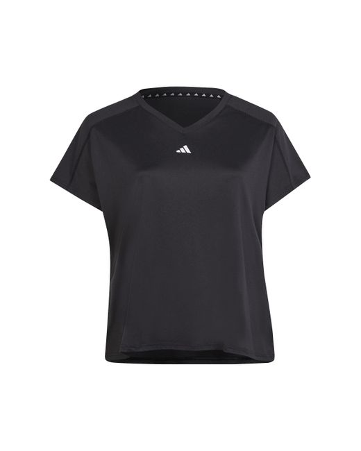Adidas Originals Black Aeroready Train Essentials Minimal Branding V-neck T-shirt