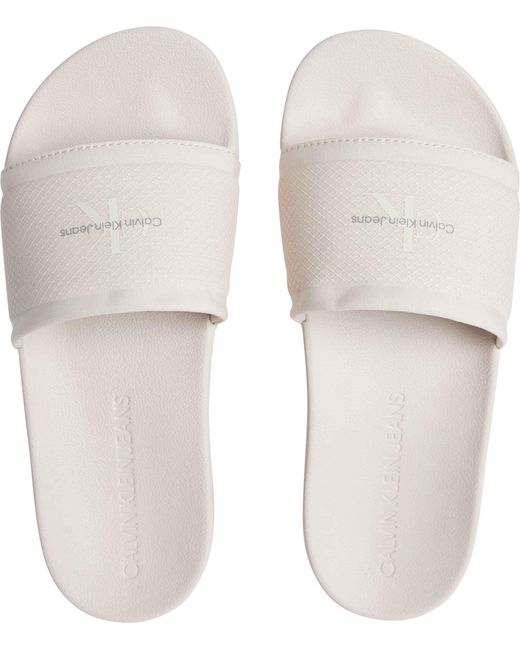 Calvin Klein White Badeschuhe Slide Badelatschen