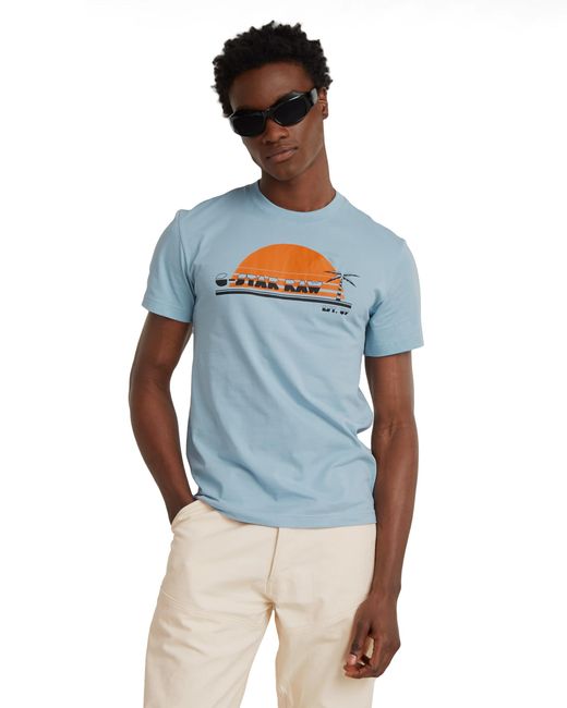 G-Star RAW Blue Sunrise Slim R T T-shirt for men