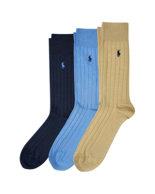 Polo Ralph Lauren Super Soft Ribbed Dress Crew Sock 3 Pack in Blue for ...